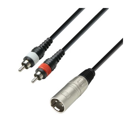 Adam Hall Cables K3YMCC0300 3 m XLR Male to 2 x RCA (Cinch) Male