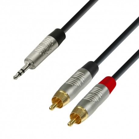 Adam Hall Cables 4 STAR YWCC 0600 Audio cable REAN 3.5 mm jack stereo to 2 x RCA male 6 m