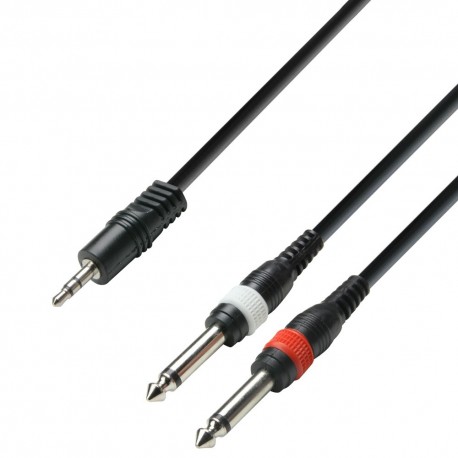 Adam Hall Cables 3 STAR YWPP 0300 audio cable 3.5 mm jack stereo to 2 x 6.3 mm jack mono 3 m