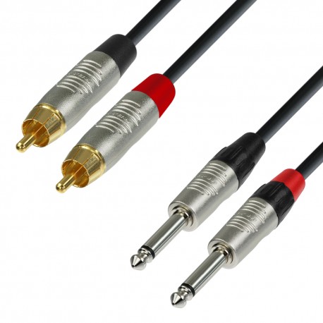 Audiokabel 2x RCA-Male - 2x 6,3mm Jack mono 3m